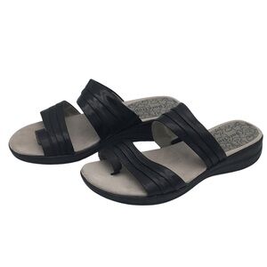 BareTraps Janae Black Butter Soft Leather Open Back Slide Sandals size 7